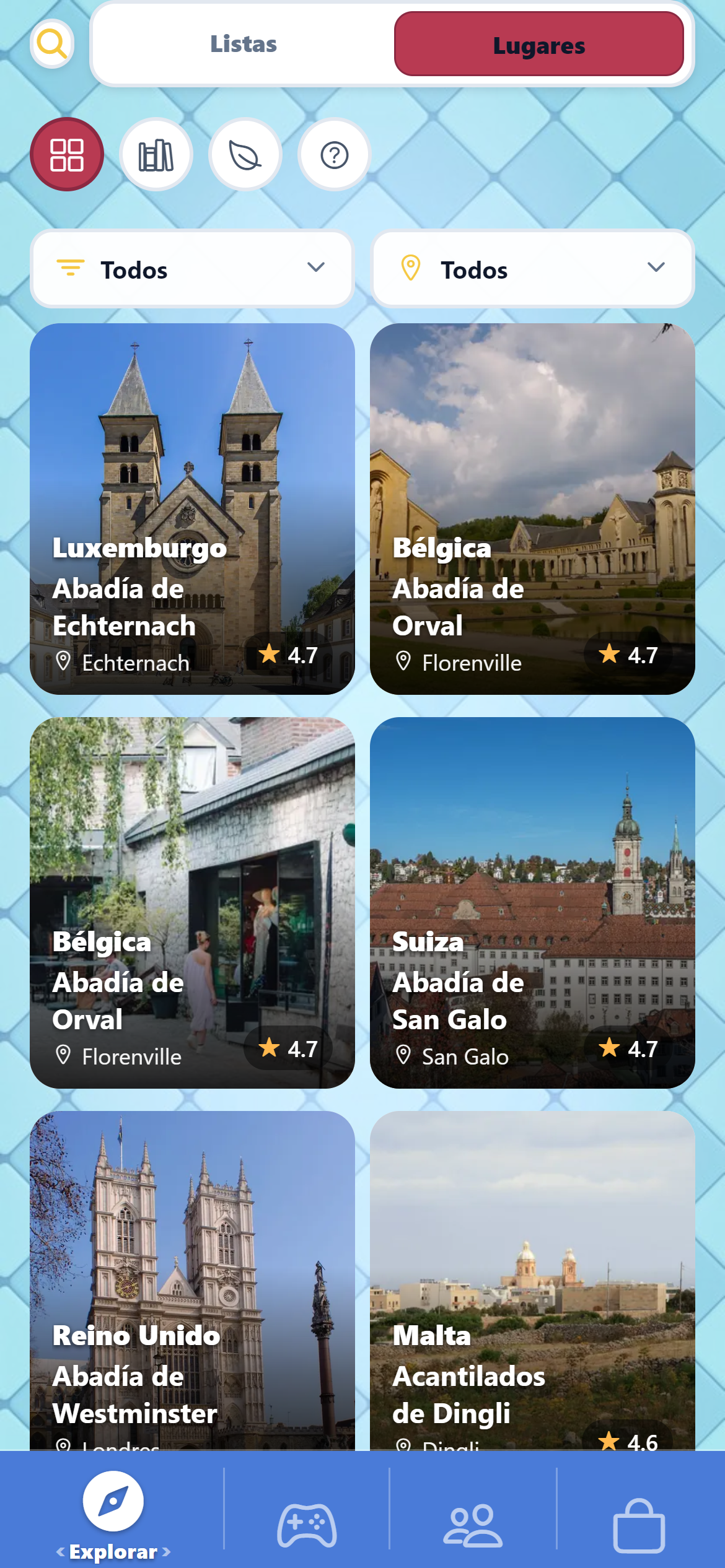 Explorar el mundo con sellos de países